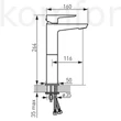 Kép 2/2 - Mosdó csaptelep magasított fekete-króm Ferro Adore Black Chrome BDR2LBLC