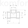 Kép 2/2 - Réz idom menetes réz T idom szűkített 3/4"-1/2"-3/4" NÁ