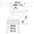 Kép 2/2 - Wc alkatrész Wc excenter Alcaplast A991-40 excentrikus csatlakozó a WC-hez 40 mm