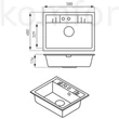 Kép 2/2 - Mosogató 580x480 mm Ferro Mezzo II egymedencés gránit mosogatótálca szürke DRGM1/48/58GA