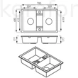 Kép 2/2 - Mosogató 780x480 mm Ferro Mezzo II kétmedencés gránit mosogatótálca grafit DRGM2/48/78BA