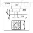 Kép 2/2 - Zuhanytálca szifon 32 mm 10X10 rozsdamentes STY-509-RM