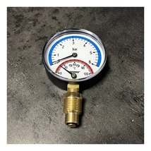 Hő- és nyomásmérő 0-6 bar 0-120 °C alsós