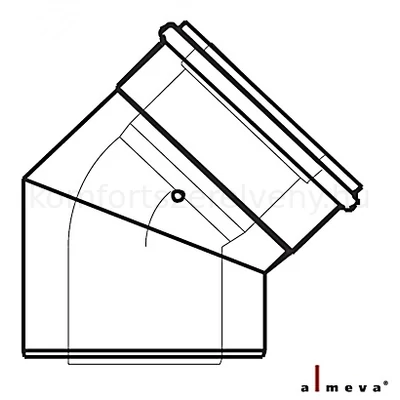 Almeva LIK koncentrikus füstcső könyök idom 45° 60/100 mm PPH/PPH