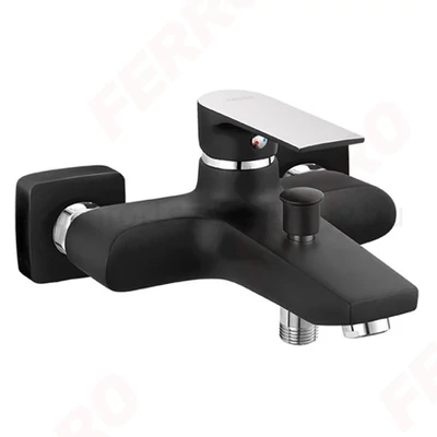 Kádtöltő csaptelep fekete-króm Ferro Algeo Square Black Chrome BAQ1BLC