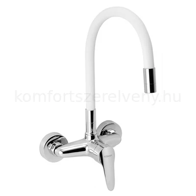 Mosogató csaptelep fali flexibilis kifolyócsővel fehér Novaservis Ferro Titania Iris New (Zumba) 94480,OB