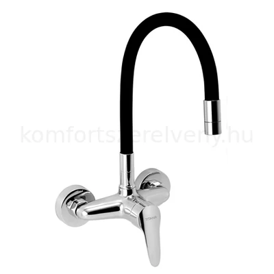 Mosogató csaptelep fali flexibilis kifolyócsővel fekete Novaservis Ferro Titania Iris New (Zumba) 94480,OC