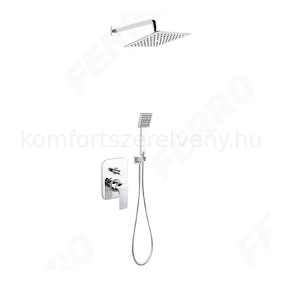 Zuhanyszett falsík alá építhető szögletes  Ferro Algeo Square BAQ7P-SET1-S