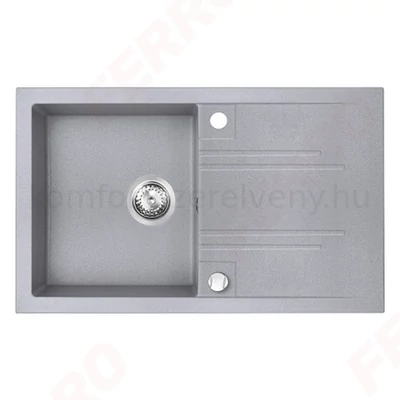 Mosogató 780x480 mm Ferro Mezzo II egymedencés gránit mosogatótálca szürke DRGM48/78GA