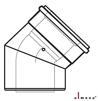 Almeva LIK koncentrikus füstcső könyök idom 45° 80/125 mm PPH/PPH