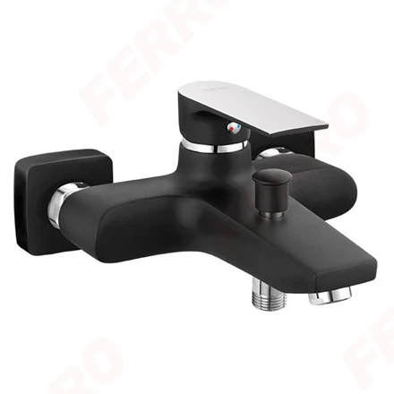 Kádtöltő csaptelep fekete-króm Ferro Algeo Square Black Chrome BAQ1BLC