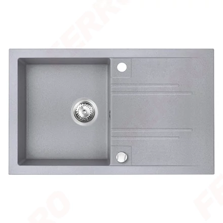 Mosogató 780x480 mm Ferro Mezzo II egymedencés gránit mosogatótálca szürke DRGM48/78GA